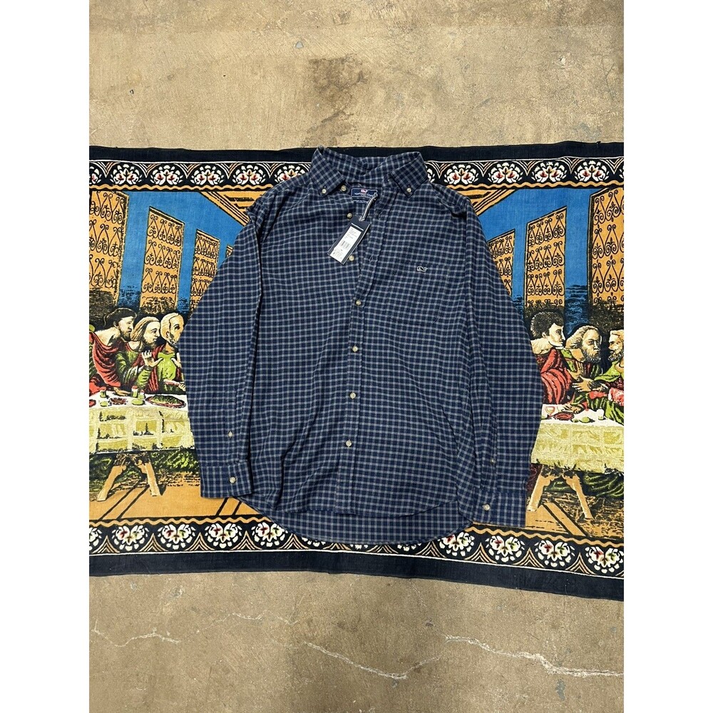 Vineyard Vines Shirt Mens Medium Gray Harbor Check Classic Fit Tucker Faroe NWT